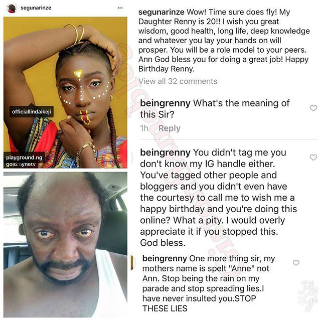 Cocowondersblog Com Between Nollywood Veteran Actor Segun Arinze And His Daughter With Ex Wife Veteran Actress Anne Njemanze