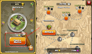 cari attack target yang banyak gold dan elixer clash of clans