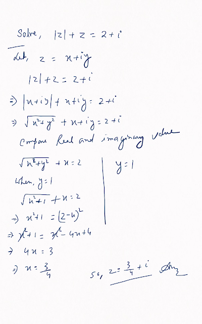 Solve |z|+z=2+i  | Class 11 Complex Number