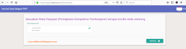 VerVal Data Mapel PKP, Tampilan Baru SIMPKB Guru Pembelajar 2019