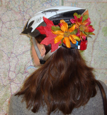 autumn decorated bike helmet