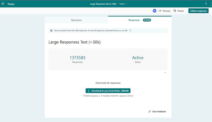 Microsoft extends maximum number of form responses to 5 million