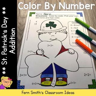 St. Patrick's Day Color By Number Addition