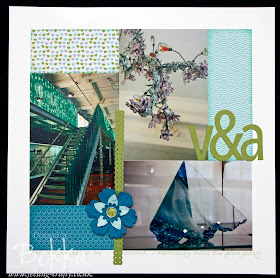 Victoria and Albert Museum Glass Collections Scrapbook Page by Bekka featuring the Sweet Shop Papers by Stampin' Up! www.feeling-crafty.co.uk
