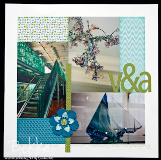 Victoria and Albert Museum Glass Collections Scrapbook Page by Bekka featuring the Sweet Shop Papers by Stampin' Up! www.feeling-crafty.co.uk