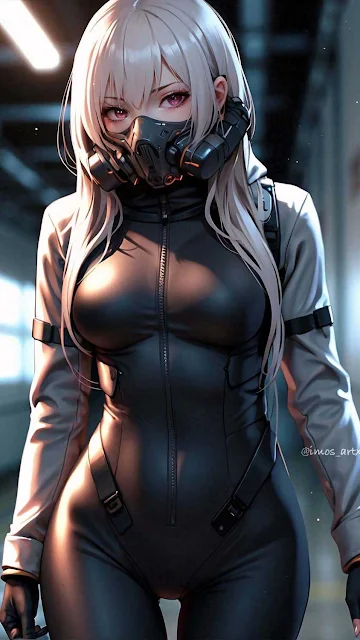 Phone Wallpaper: Cyberpunk, Masked Girl, Artwork, HD