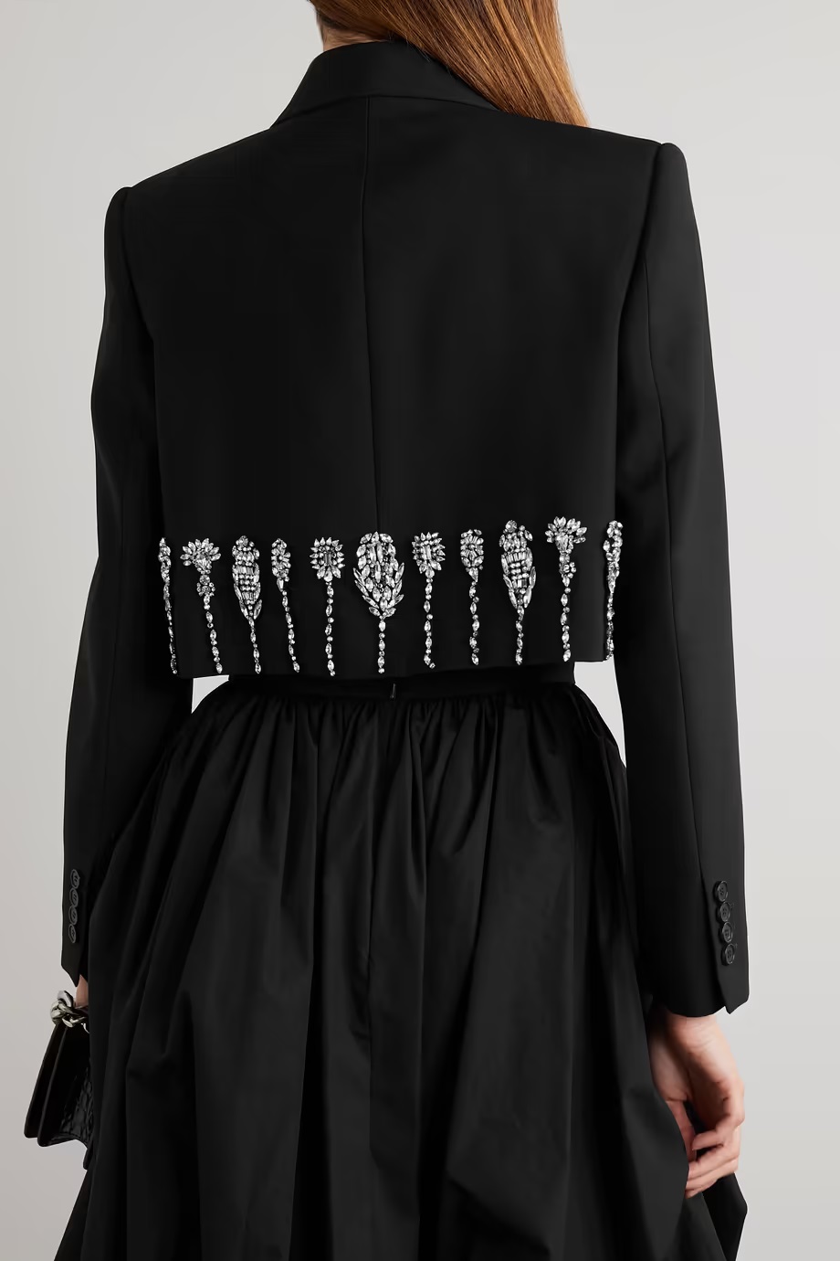 ALEXANDER MCQUEEN Cropped Crystal-embellished Wool Blazer