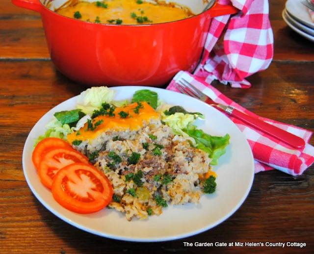 Baked Cheese Steak and Rice at Miz Helen's Country Cottage