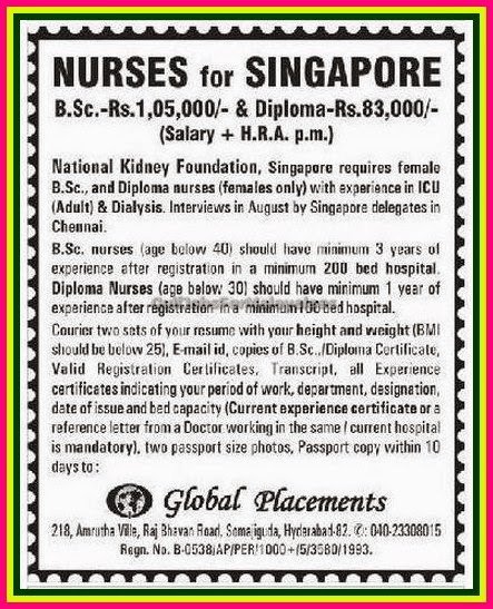 Nurses Job Vacancies for Singapore