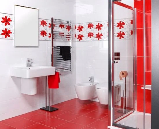 41 desain inspiratif interior kamar mandi minimalis modern bernuansa merah putih