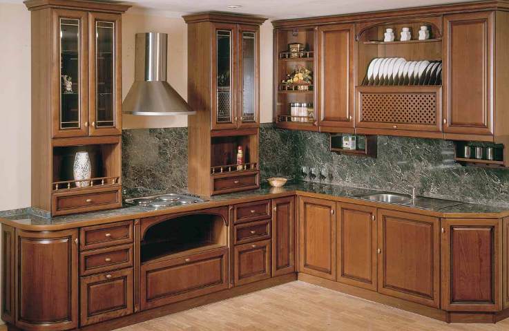 Dark Wood Cabinets Kitchen