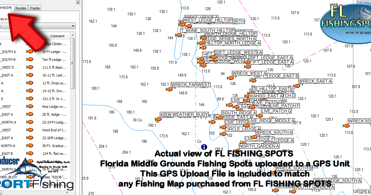 Florida Middle Grounds Fishing Map: Florida Middle Grounds GPS Map