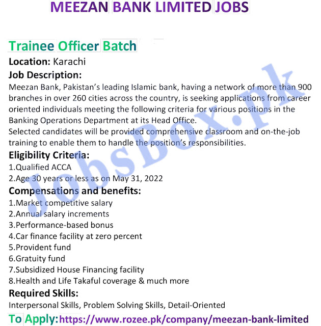 Latest Meezan Bank Trainee Officer & Trade Officer-Jobs-April-2022-Online Form