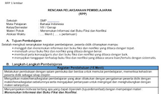 RPP 1 Lembar Bahasa Indonesia Buku Fiksi dan Non Fiksi