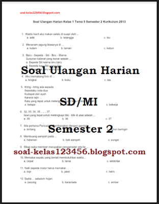 Soal Ulangan Harian SD Kelas 1 Tema 5 Semester 2 dan Kunci Jawabannya