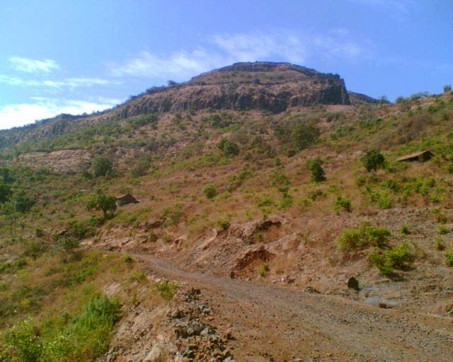 View of purandar fort from the base village.