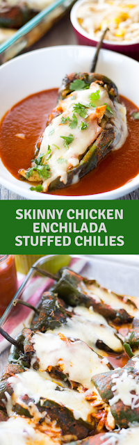 Skinny Chicken Enchilada Stuffed Chilies