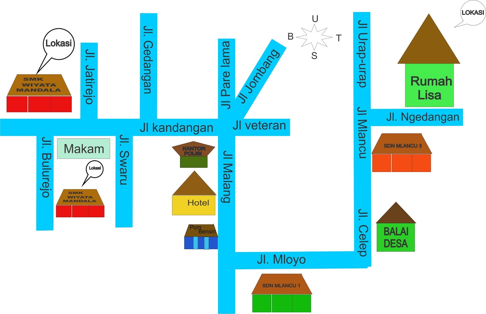 Corat Coret Denah Rumah Ke Sekolah