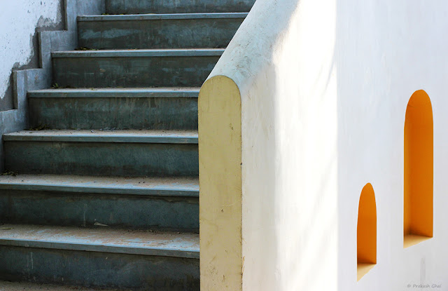 Minimalist Photo of a Staircase at a cafe in Bani Park, Jaipur.