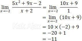 Penyelesaian limit fungsi aljabar dengan cara penurunan