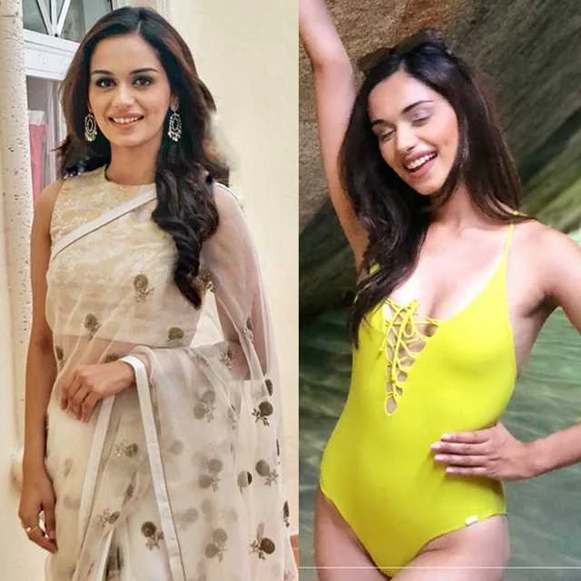 Manushi Chillar saree vs bikini hot actress