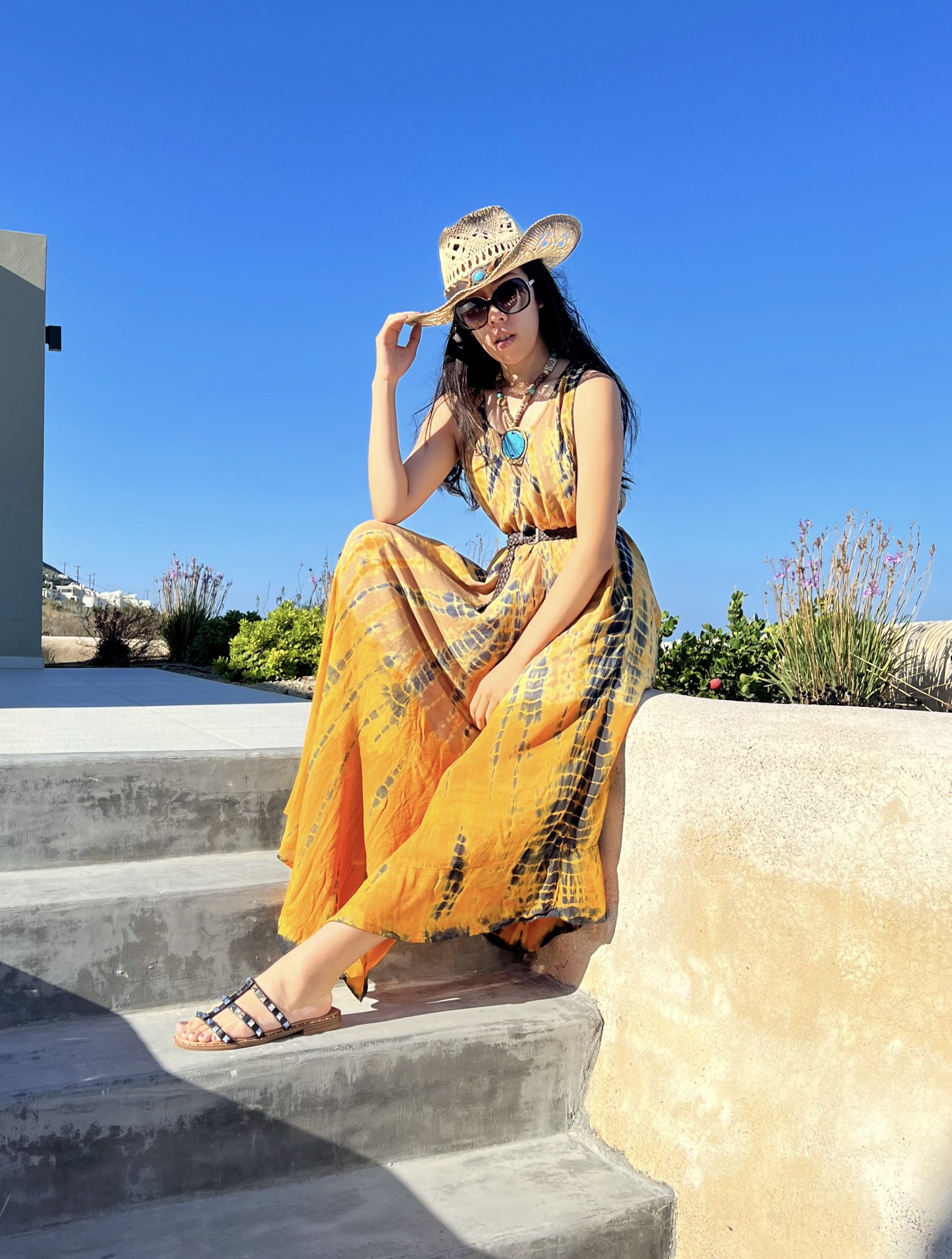 Adrienne Nguyen_Imerovigli, Santorini_Travel to Santorini_Maxi Dress in Santorini_Mardanza Exclusive Deluxe Private Villa with Private Pool