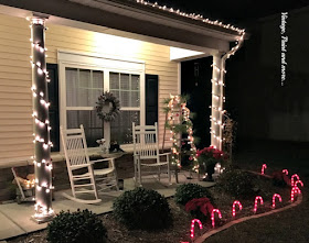 Vintage, Paint and more... vintage Christmas porch lit up at night