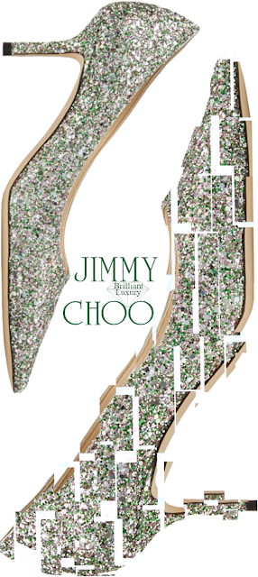 ♦Jimmy Choo Love peppermint coarse glitter fabric pumps #jimmychoo #shoes #green #brilliantluxury