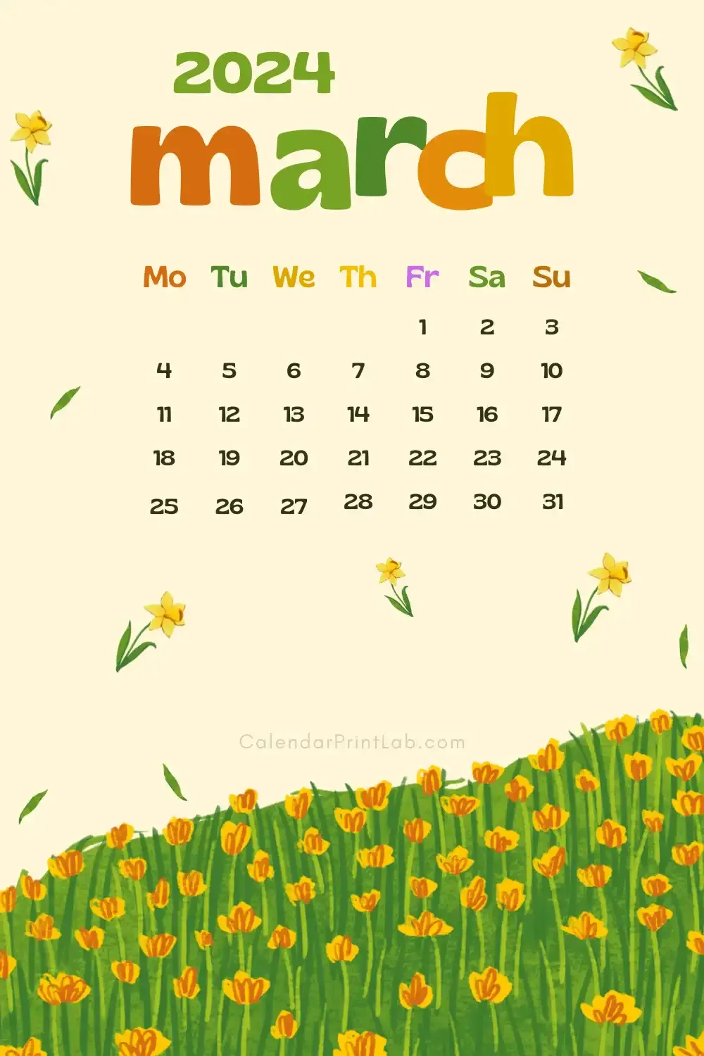 iPhone March 2024 Calendar Wallpaper