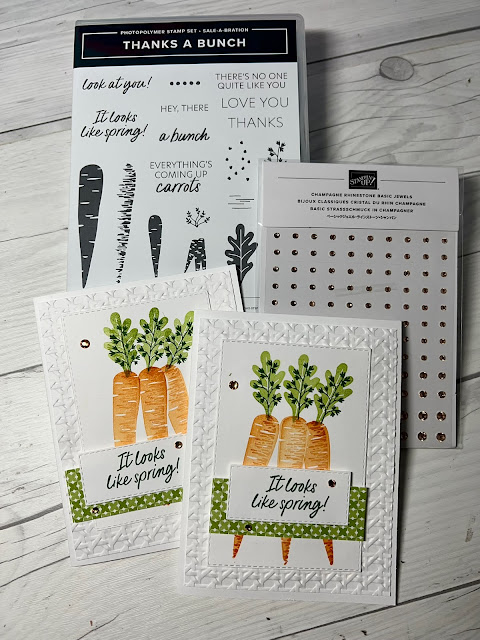 Craft tools and Thanks A Bunch Stamp Set from Stampin' Up! used to create this Spring Greeting Card