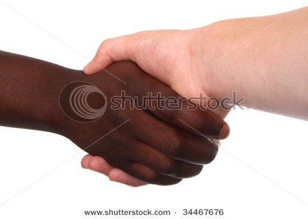 Black And White People Shaking Hands. Black and white people are