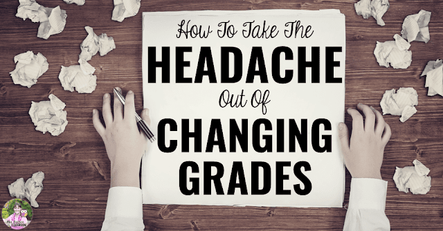 Desk with crumpled papers and notepad reading, "How To Take The Headache Out Of Changing Grades."