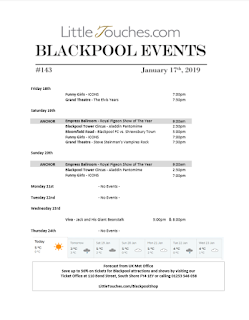 B2B Blackpool Hotelier Free Resource - Blackpool Shows and Events January 18 to January 24 - PDF What's On Guide Listings Print-off #143 Thursday January 17