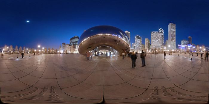 Cloud Gate, a public sculpture is the centerpiece of the AT&T Plaza in Millennium Park within the Loop community area of Chicago, Illinois, United States. The sculpture is nicknamed "The Bean" because of its bean-like shape. Made up of 168 stainless steel plates welded together, its highly polished exterior has no visible seams. 