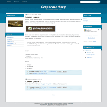 free blogger template Corporate Blog with 3 column blogger template