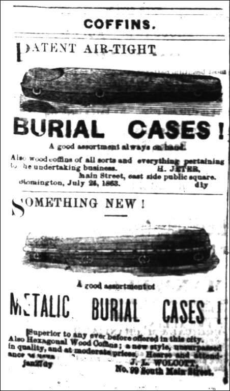 Coffin Ad Pantagraph 09-02-1865