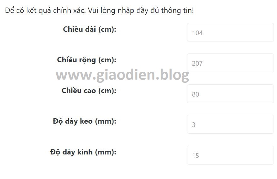 Tính kích thước kính dán bể dấu keo