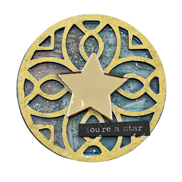 You're a Star Metallic Gold Layered Chipboard Artist Trading Coin Shaker