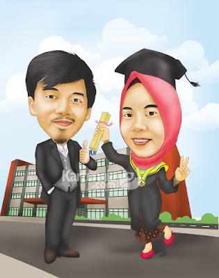 kartun wisuda kampus couple