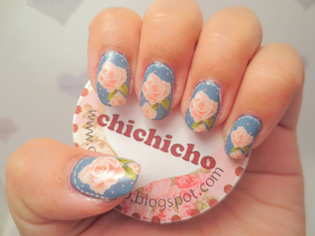 Patched Roses Water Transfer Decal Nail Art