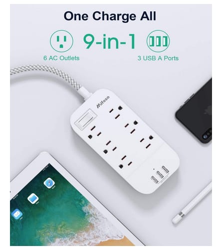 Mifaso 6 Outlets 3 USB Charging Ports Power Strip