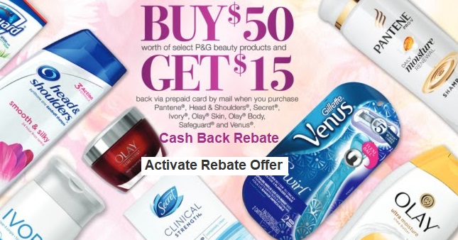 Save $15 off $50 PG Beauty Products Cash Back Offer