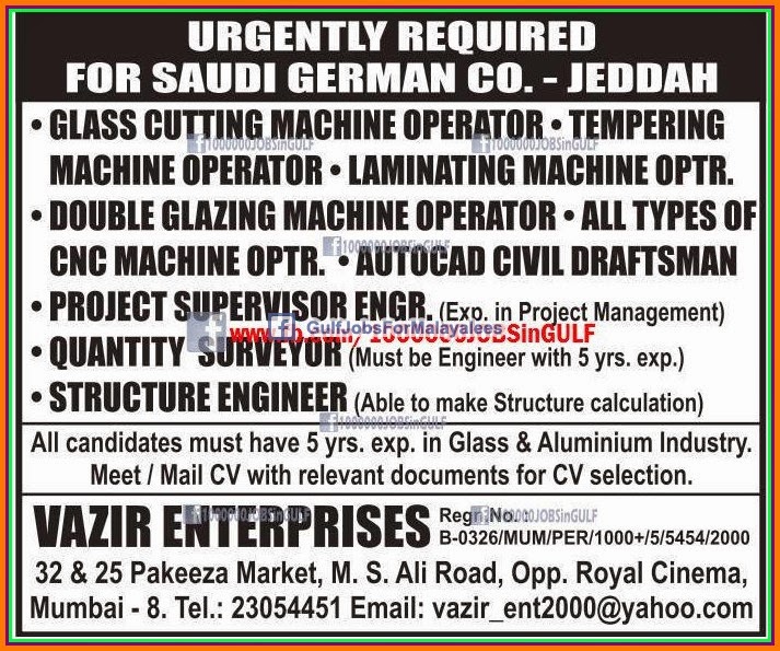 Urgently Required for German Company KSA