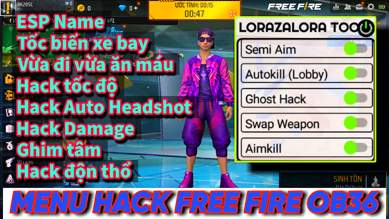 MENU HACK FREE FIRE OB36 - BẢN HACK NGẦU LÒI FIX VĂNG 100% KHÔNG LỖI AUTO HEADSHOT