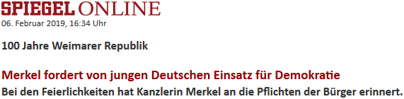 Bei den Feierlichkeiten hat Kanzlerin Merkel an die Pflichten der Bürger erinnert.