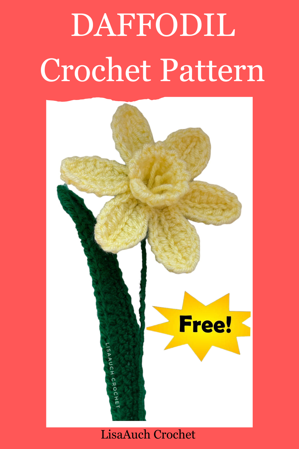 Dafodil crochet pattern, crochet dafodil,free crochet dafodil patterns, crochet daffodil pattern free