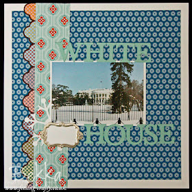 The White House in Snow - Scrapbook Page by Stampin' Up! Demonstrator Bekka Prideaux using the International Bizarre Papers by Stampin' Up! 