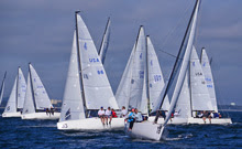 J/70 one-design sailboats- sailing off Tampa, FL