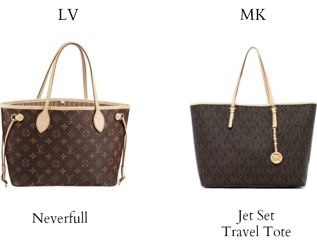 louis vuitton neverfull vs michael kors jet set travel tote