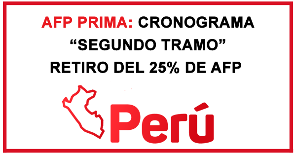 Cronograma AFP Prima Segundo Tramo Retiro del 25% de AFP